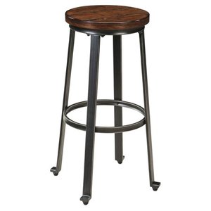 lot 75366 image: Signature Design by Ashley Challiman Bar Height Bar Stool, Rustic Brown