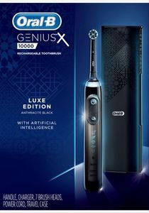 lot 1702 image: Oral-B GENIUS X LUXE Electric Toothbrush With 7 Oral-B Replacement Brush Heads & Toothbrush Case, Anthracite Black