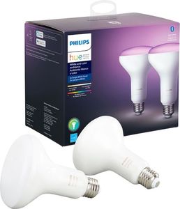 lot 1805 image: Philips Hue White and Color Ambiance 2-Pack BR30 LED Smart Bulb, Bluetooth & Zigbee compatible (Hue Hub Optional), Works with Alexa & Google Assistant �� A Certified for Humans Device