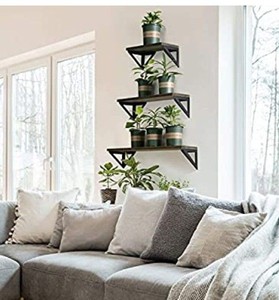 lot 1823 image: BAYKA Floating Shelves Wall Mounted, Rustic Wood Wall Shelves Set of 3