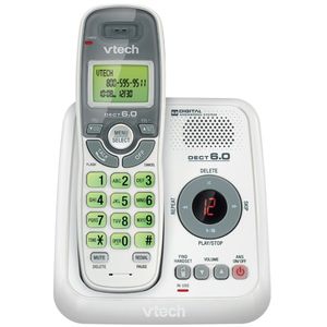 lot 1845 image: VTech CS6124 DECT 6.0 Cordless Phone with Answering System and Caller IDCall Waiting, White with 1 Handset