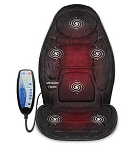lot 1860 image: Snailax Memory Foam Massage Seat Cushion - Back Massager with Heat