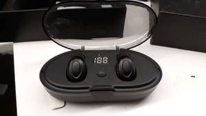 lot 1896 image: True Wireless Bluetooth Earbuds Headphones V5.0, Charging Case No charger. (Black)