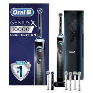 lot 52504 image: Oral-B GENIUS X LUXE Electric Toothbrush With 7 Oral-B Replacement Brush Heads & Toothbrush Case, Anthracite Black