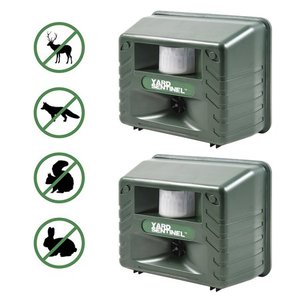 lot 52532 image: Aspectek Includes AC Adapter, Extension Cord Pest Repeller Yard Sentinel 2 Pack Outdoor Ultrasonic Animal Control, Green