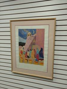 lot 8131 image: 30 in by 36 in framed Indian art signed Boren