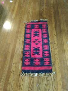 lot 8136 image: 19 in by 43 in southwestern rug some corner damage