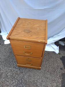 lot 8144 image: 2 drawer wood filing cabinet