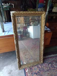 lot 8174 image: vintage 43 inch by 26 inch beveled glass mirror