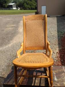 lot 8179 image: vintage light wood wicker back wicker seat rocking chair