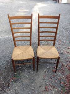 lot 8184 image: a pair of vintage ladder back chairs made in Italy