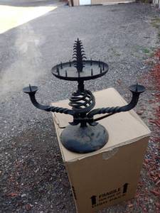 lot 8194 image: cast iron candle holder 22in wide 19 in tall