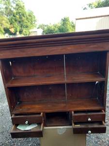 lot 8195 image: vintage wood shelf 40 in wide 10 in deep 33 in tall