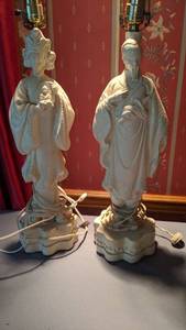 lot 9236 image: vintage oriental lamps appears to be made out of plaster heavy
