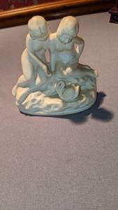 lot 9256 image: statue two women looking at swan