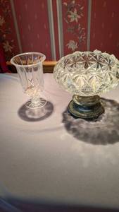 lot 9261 image: glass face and glass bowl with cast bottom