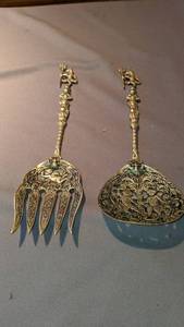 lot 9295 image: made in Italy Renaissance salad fork and spoon