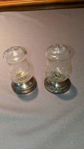 lot 9296 image: salt and pepper shakers with weighted sterling silver bottoms