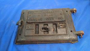 lot 9328 image: j a widget and sons Kansas City Missouri number 225 cast iron wood stove door