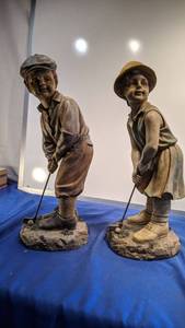 lot 9340 image: man and woman golf statue
