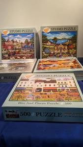 lot 9344 image: five studio puzzles 16x20 500 pieces