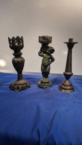 lot 9347 image: three candle holders