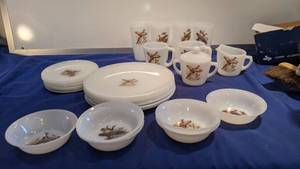 lot 9353 image: set a fire King dishes six plates six bread and butter plates six bowls four glasses two cups a sugar and creamer
