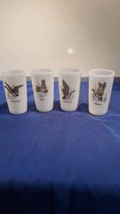 lot 9356 image: four bird glasses canvasback quail Canadian goose Mallard