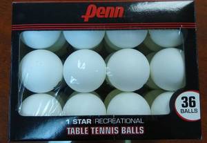 lot 786176 image: Penn 40mm 1 Star White Table Tennis Balls Box of 36 Official Tournament Size Balls