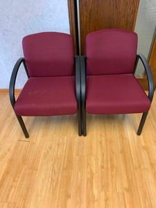 lot 2783 image: Set of burgandy office chairs
