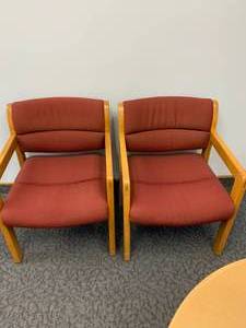 lot 2786 image: Set of rust colored office chairs
