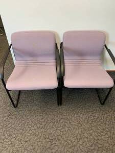 lot 2792 image: Set of purple cloth office chairs