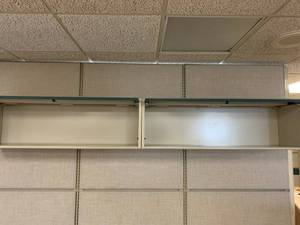 lot 2821 image: 2 desk overhead cabinets