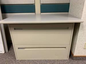 lot 2838 image: Office filing cabinet with table top