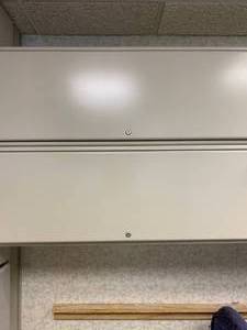 lot 2823 image: 2 desk overhead cabinets