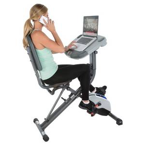 lot 3247 image: Exerpeutic EXERWORK 1000 Fully Adjustable Desk Folding Exercise Bike with Pulse