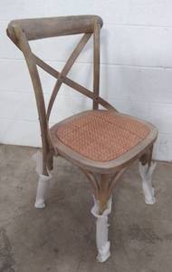lot 3250 image: Modway Gear Rustic Modern Farmhouse Elm Wood Rattan Dining Chair in Gray