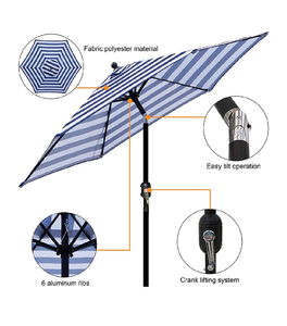 lot 3263 image: Blissun 7.5 ft Patio Umbrella, Yard Umbrella Push Button Tilt Crank (Blue&White)