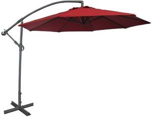 lot 3274 image: Abba Patio 10-Feet Offset Cantilever Umbrella Outdoor Hanging Patio Umbrella, Red