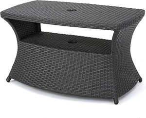 lot 3302 image: Christopher Knight Home 300301 Banta Outdoor Wicker Side Table (Grey)