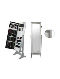 lot 3311 image: Iconic Home Glitzy Contemporary Classic Silver Crystal-Border Cheval Mirror Jewelry Armoire