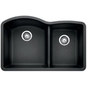 lot 3368 image: BLANCO, Anthracite 440179 DIAMOND SILGRANIT 6040 Double Bowl Undermount Kitchen Sink, 32 X 21
