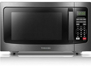 lot 3383 image: Toshiba EM131A5C-SS Microwave Oven with Smart Sensor, Easy Clean Interior, ECO Mode and Sound OnOff, 1.2 Cu.ft, Stainless Steel
