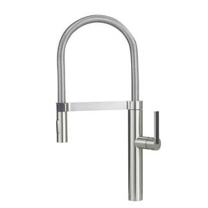 lot 120 image: BLANCO Culina Satin Nickel 1-Handle Deck Mount Pre-Rinse HandleLever Kitchen Faucet