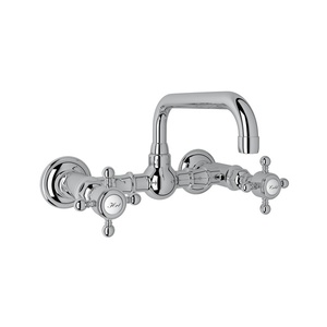 lot 123 image: Rohl Country Bath Wall Mounted Bathroom Faucet with Metal Cross Handles
