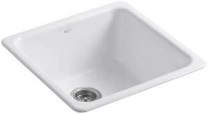 lot 155 image: KOHLER IronTones Self-Rimming Undercounter Kitchen Sink, White