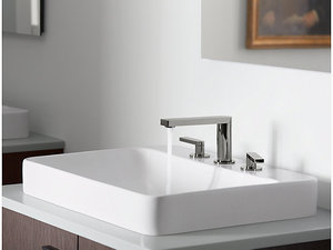lot 158 image: KOHLER Vox White Above Counter Rectangular Bathroom Sink with Overflow (Drain Included)