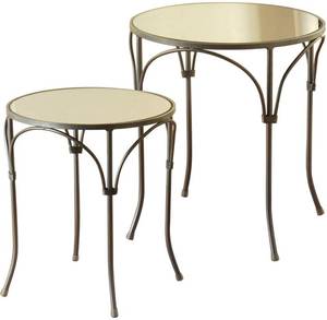lot 202 image: StyleCraft Signature 18 inch Gun Metal and Mirrored Side Table