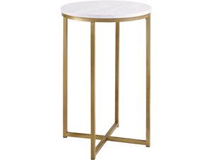 lot 203 image: Walker Edison Modern Glam Side Table - Faux White MarbleGold