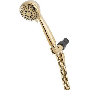 lot 215 image: Delta Faucet 75502PB Universal Showering Components Five Spray Massage Hand Shower Unit, Polished Brass